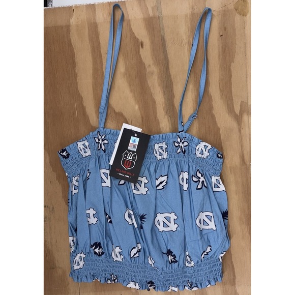 Wes And Willy Tops - Wes and Willy Womens College Beach Halter Crop Top UNC Tar Heels XL New